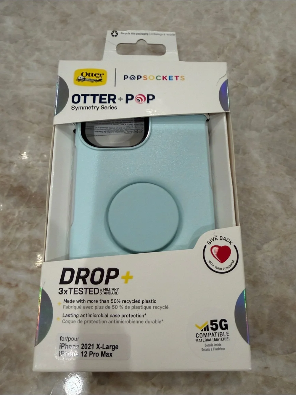 Otter + Pop Symmetry Series Drop+ Case with PopSocket for iPhone - Light Blue